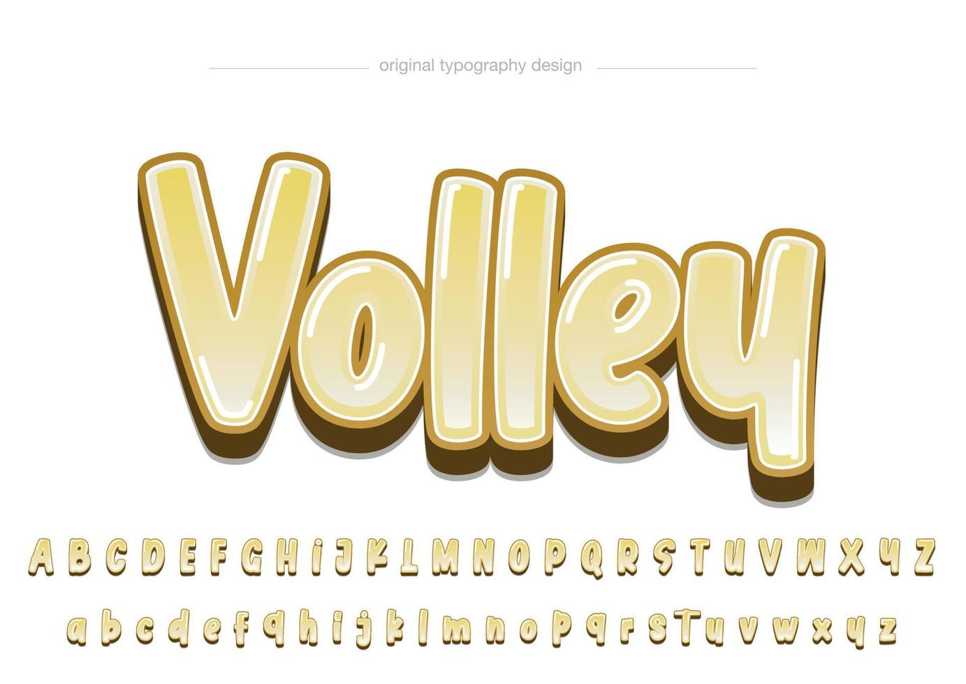 yellow 3d rounded cartoon isolated letters vector