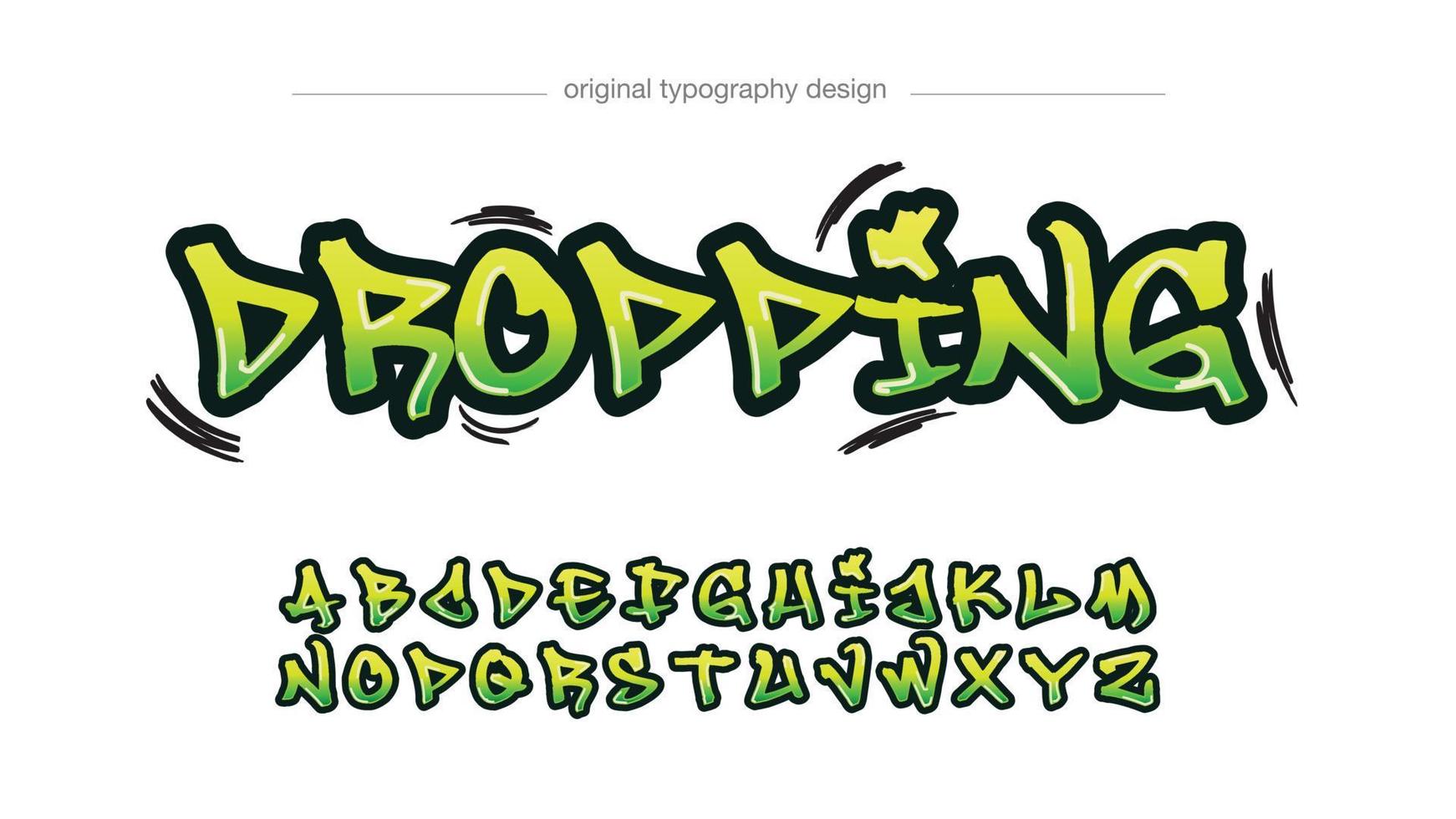 tipografía de etiqueta de graffiti moderno verde neón vector