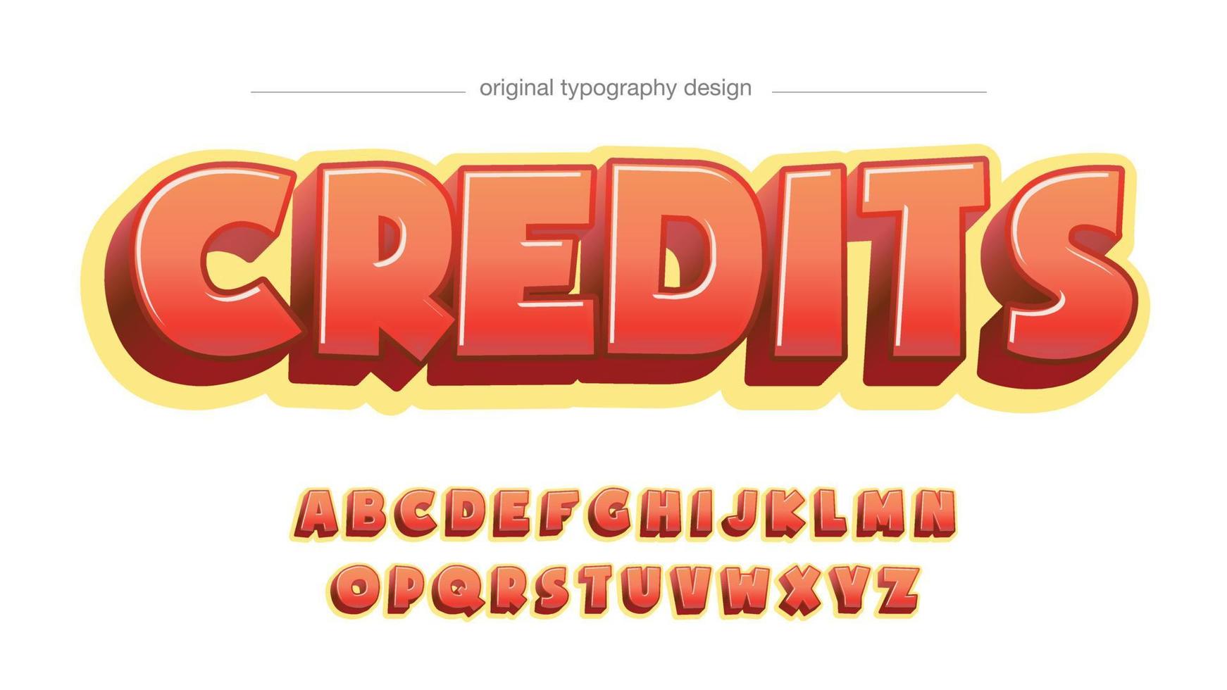 tipografía de dibujos animados de cómics 3d rojo y amarillo vector