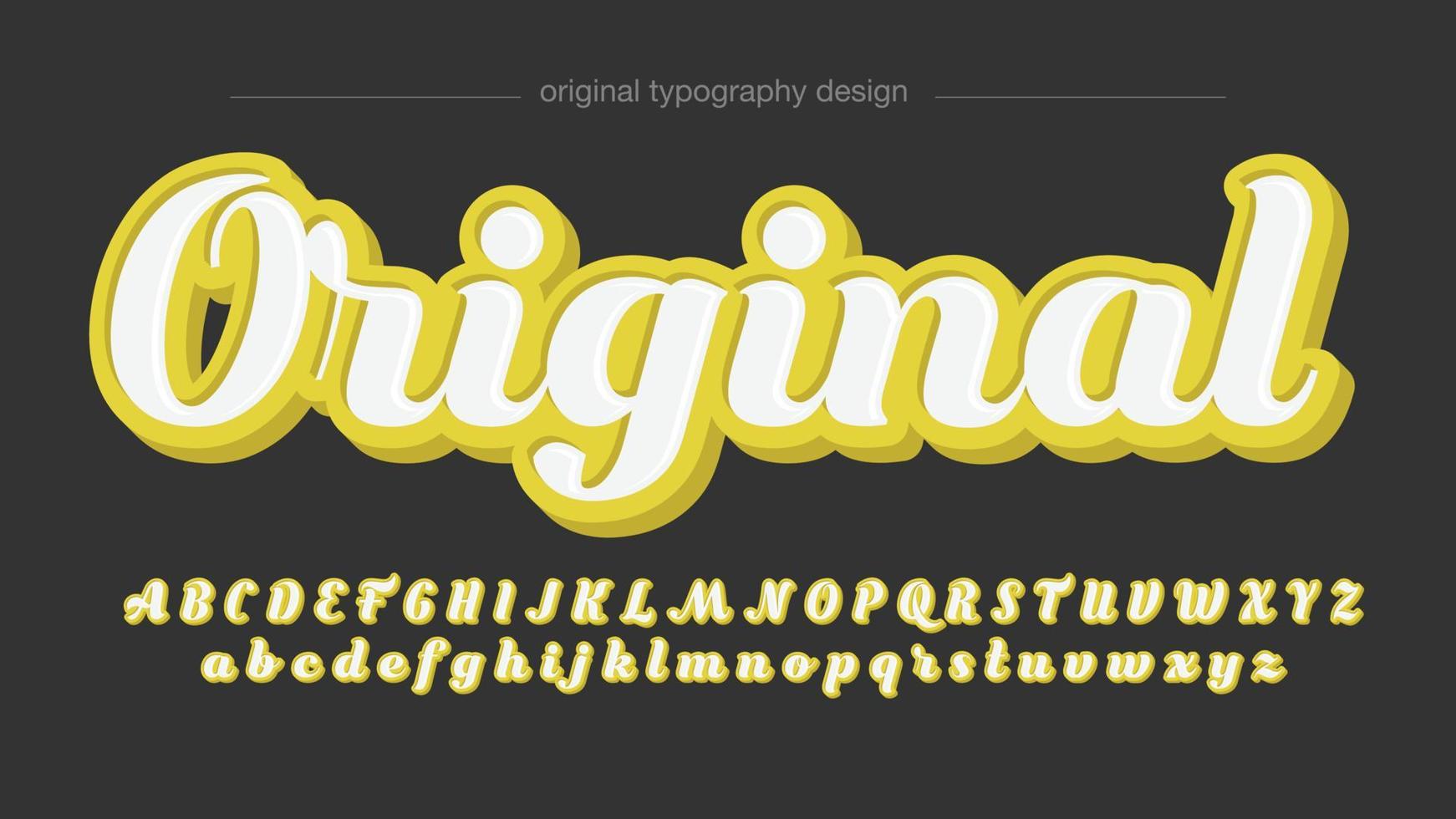 yellow bold calligraphy lettering font vector