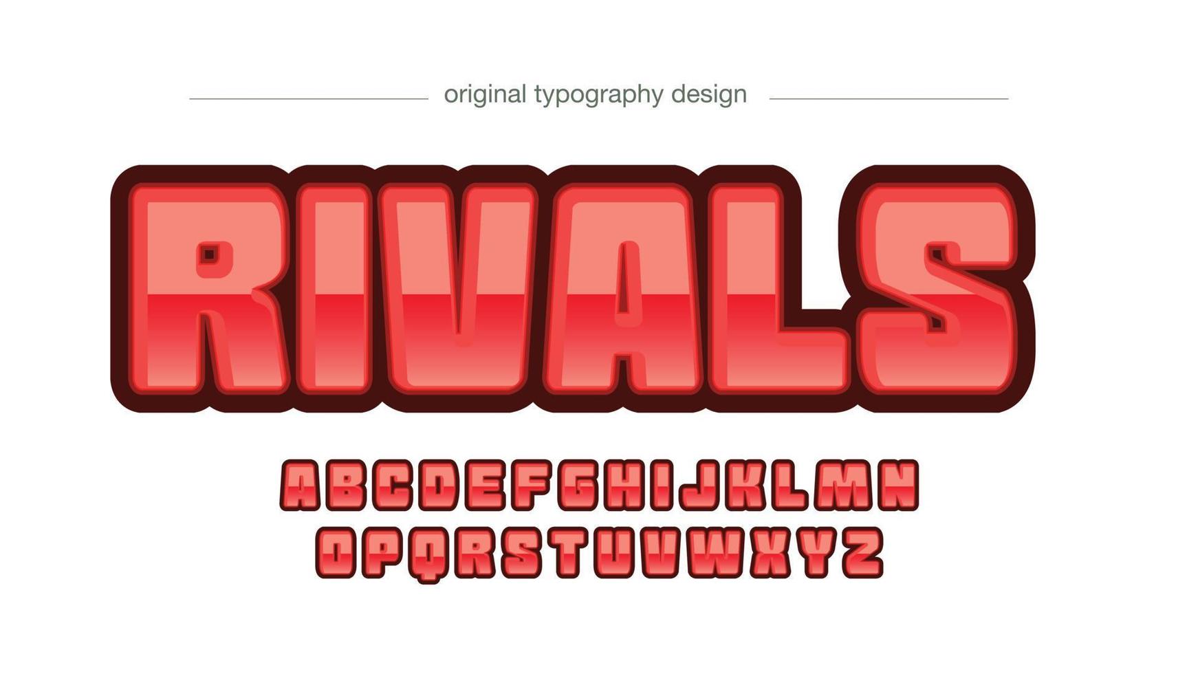 red glossy 3d uppercase game display typography vector
