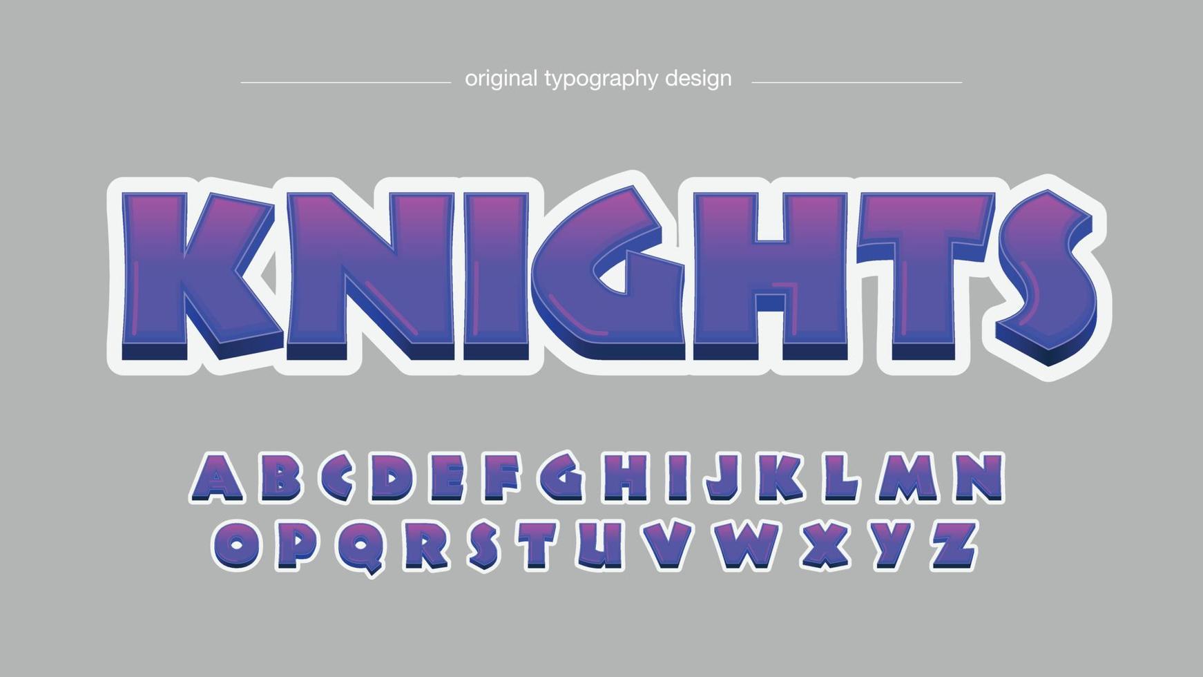 tipografía 3d de dibujos animados púrpura moderna vector