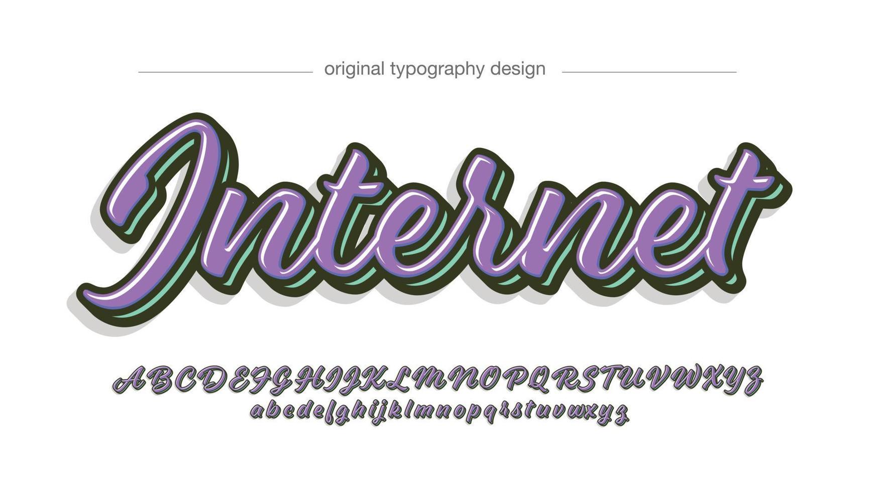 purple and green modern lettering calligraphy font vector