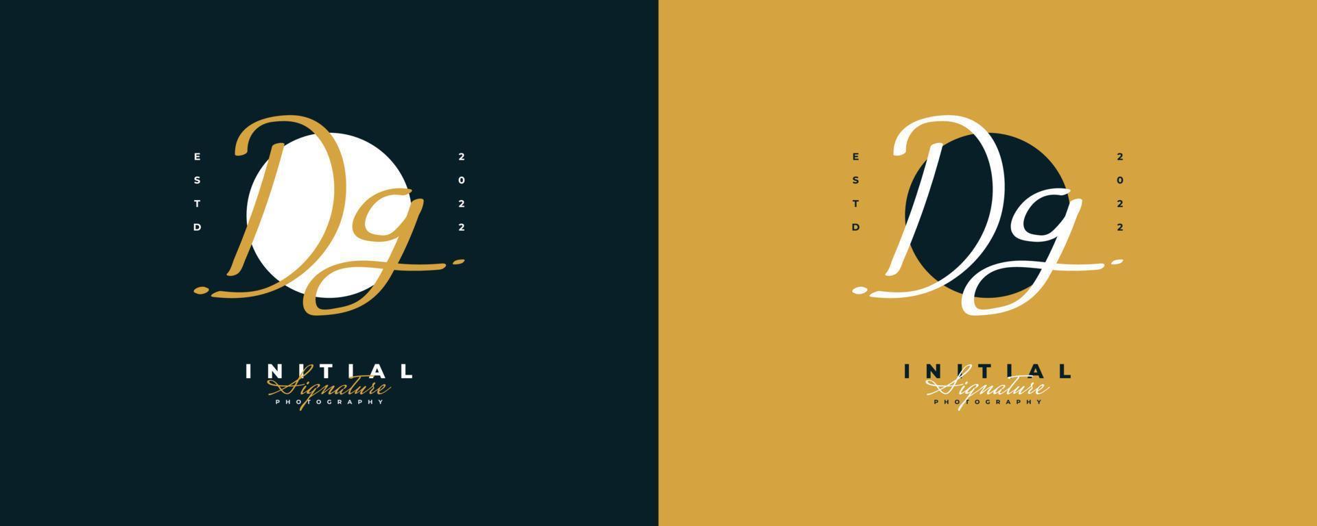 diseño de logotipo inicial dg con elegante estilo de escritura a mano. logotipo o símbolo de la firma dg para bodas, moda, joyería, boutique, identidad botánica, floral y empresarial. logotipo femenino vector