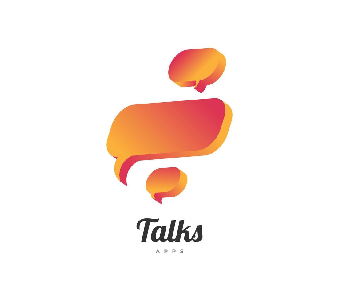 3D Bubble Chat Logo Template Vector. Chat App Logo or Icon. Talk Bubble Speech Icon vector