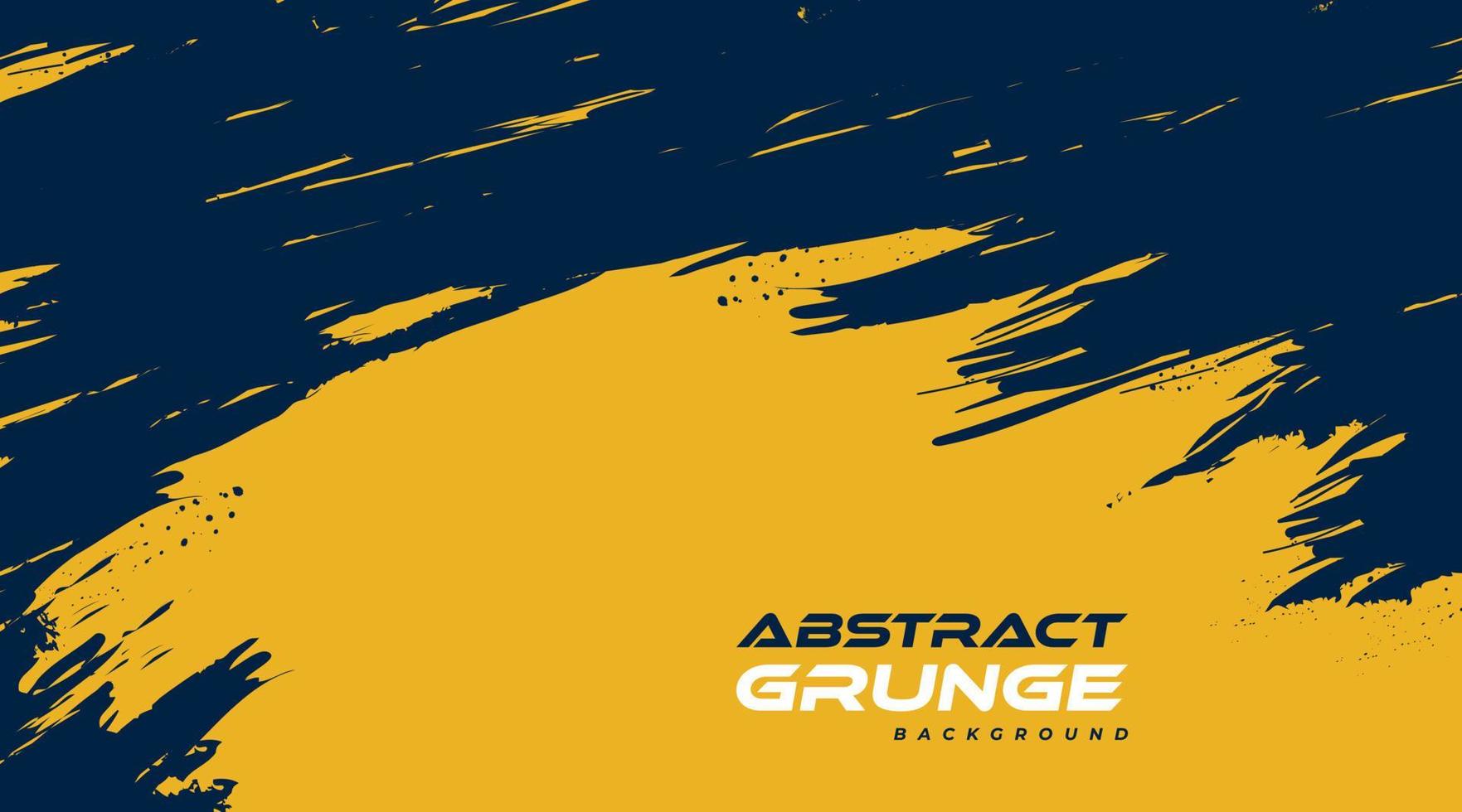 fondo grunge abstracto azul y amarillo. ilustración de trazo de pincel para banner. elementos de rayado y textura para el diseño vector