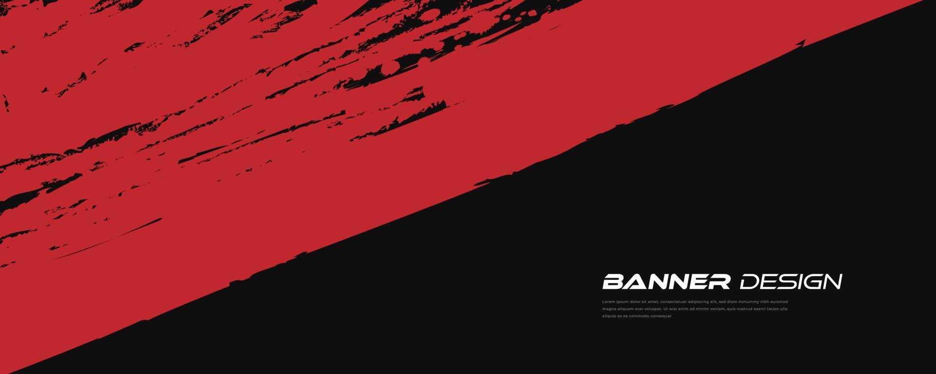 fondo abstracto grunge negro y rojo. ilustración de trazo de pincel para banner. elementos de rayado y textura para el diseño vector