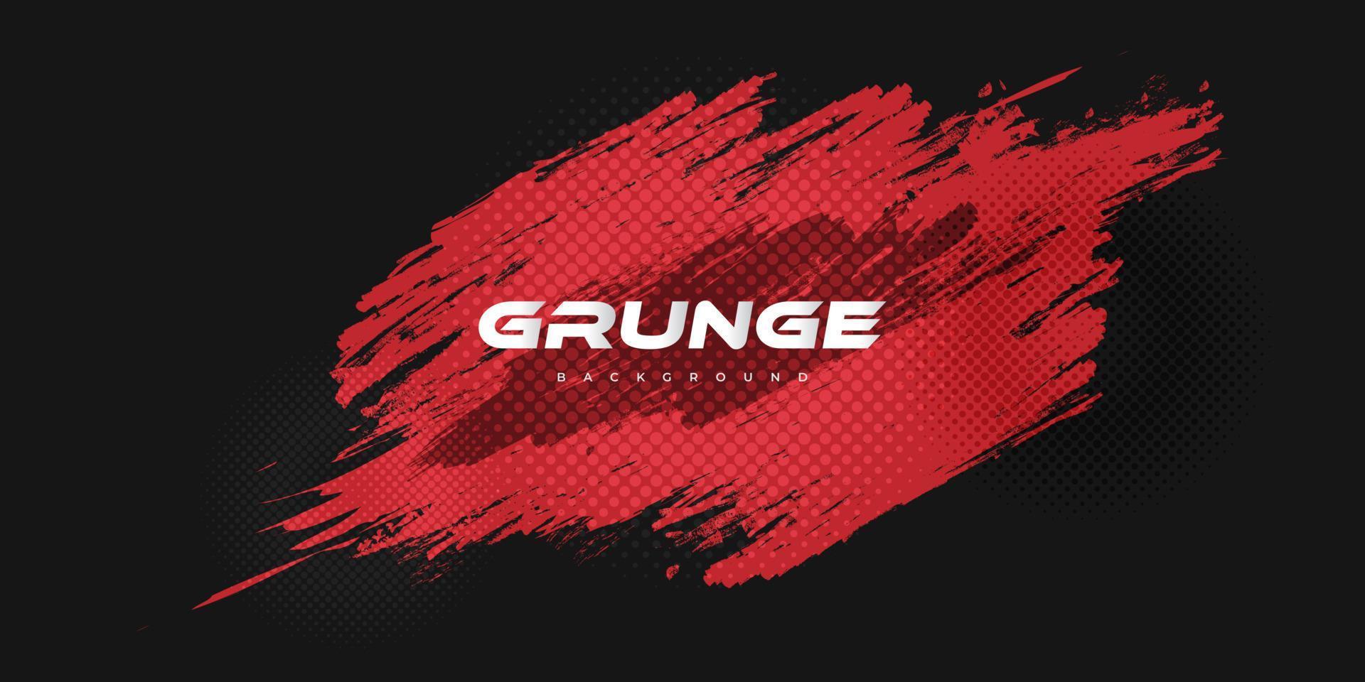 Abstract Black and Red Grunge Background with Halftone Style. Brush Stroke Illustration for Banner, Poster, or Sports. Scratch and Texture Elements For Design vector