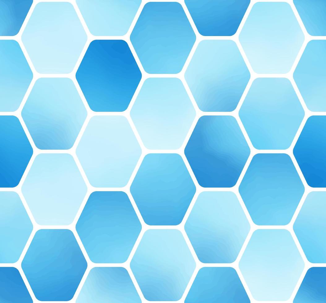 patrón sin costuras de bloque hexagonal de acuarela azul simple mínimo vector