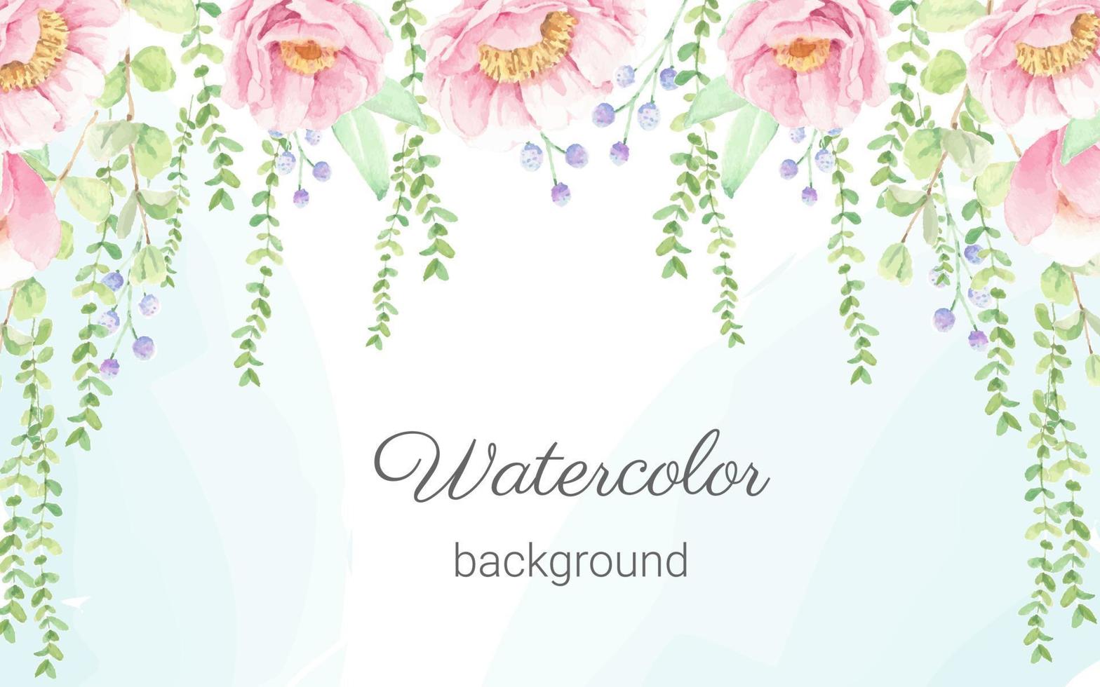 watercolor pink peony flower bouquet  background vector