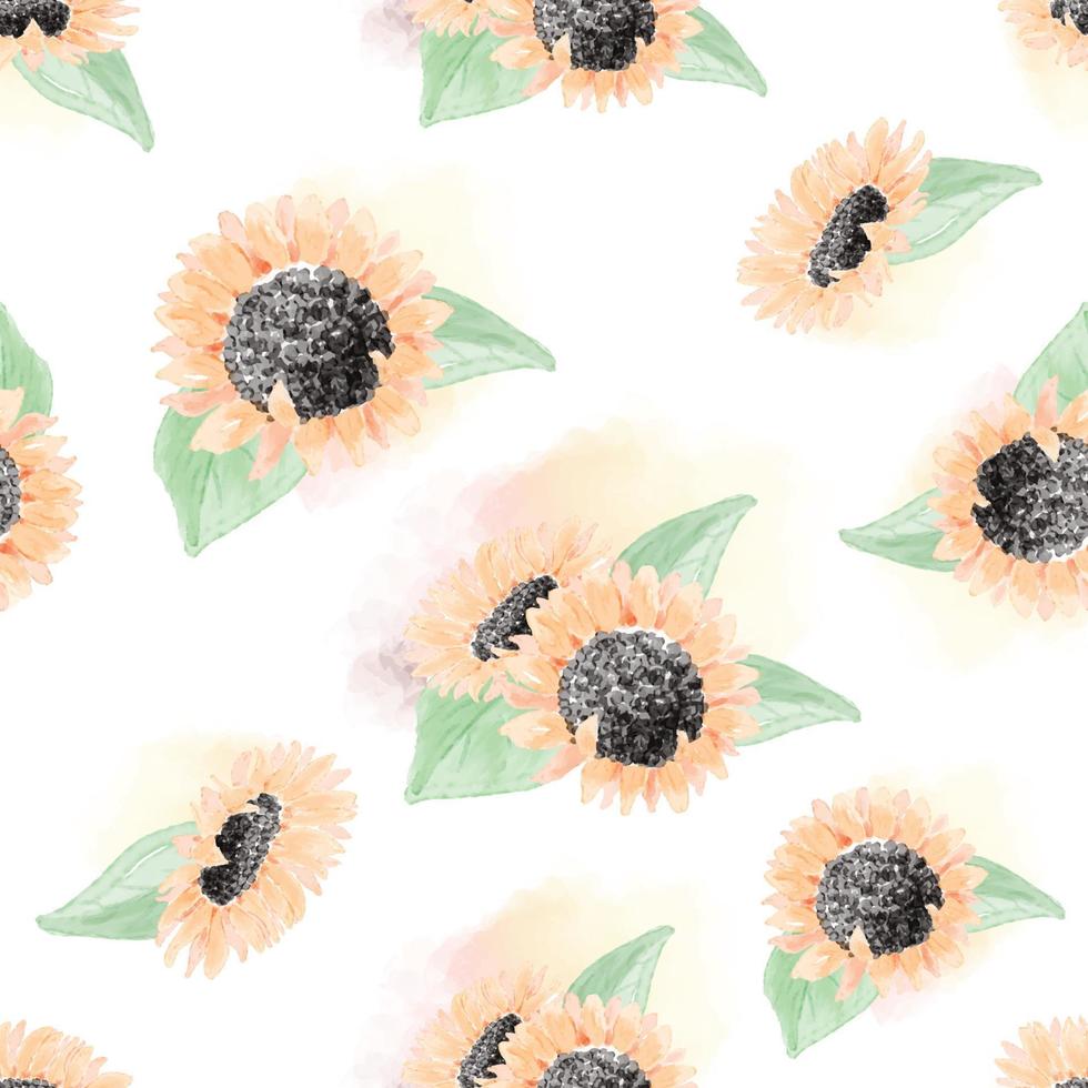 watercolor yellow sunflower seamless pattern for fabric or paper vector