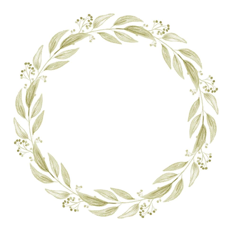 minimal watercolor green leaf and berry wreath eps10 vectors illustration