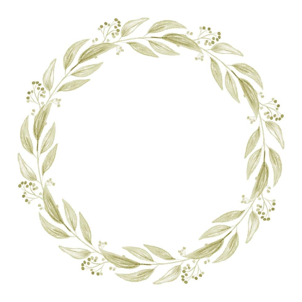 minimal watercolor green leaf and berry wreath eps10 vectors illustration