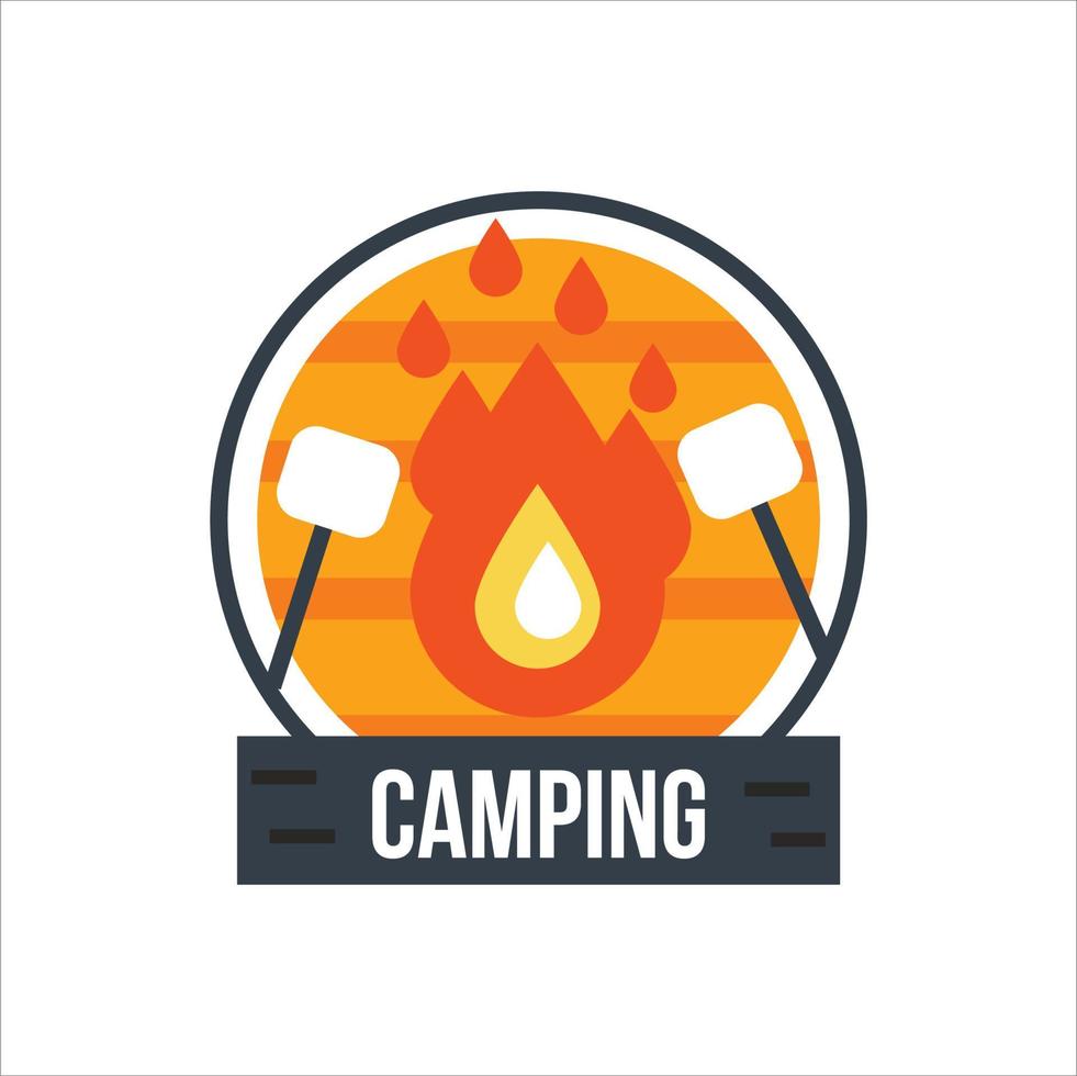 simple aventura de camping con logo en las montañas y la naturaleza. vector