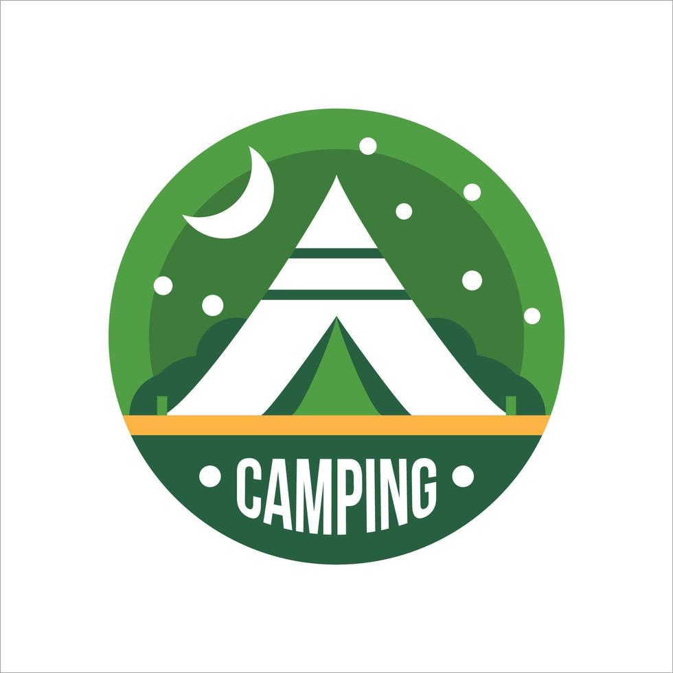 simple aventura de camping con logo en las montañas y la naturaleza. vector