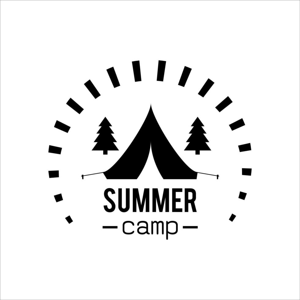 ilustración del logotipo de camping y aventura en la naturaleza y las montañas vector