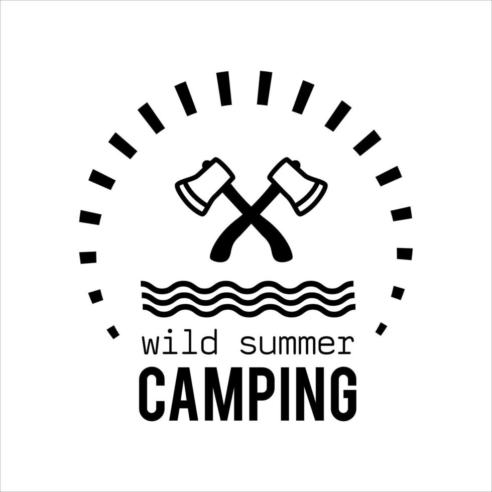 logo illustration of camping and adventure in the wild and mountains vector