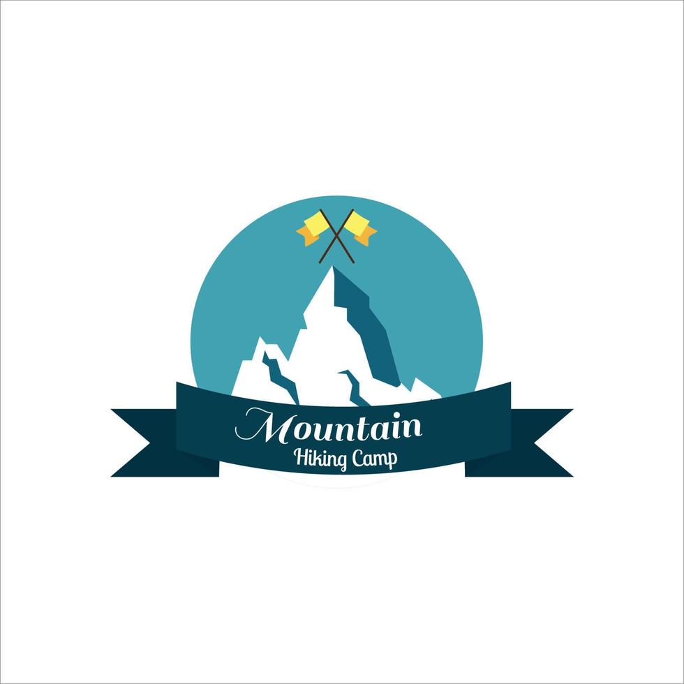 ilustración del logotipo de camping y aventura en la naturaleza y las montañas vector