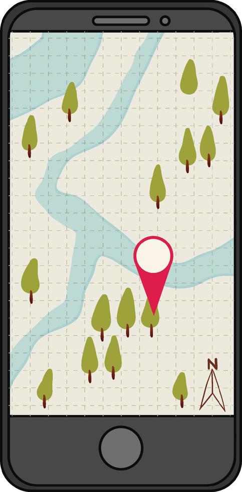 visualización de ubicación de mapa y pin en el teléfono inteligente vector