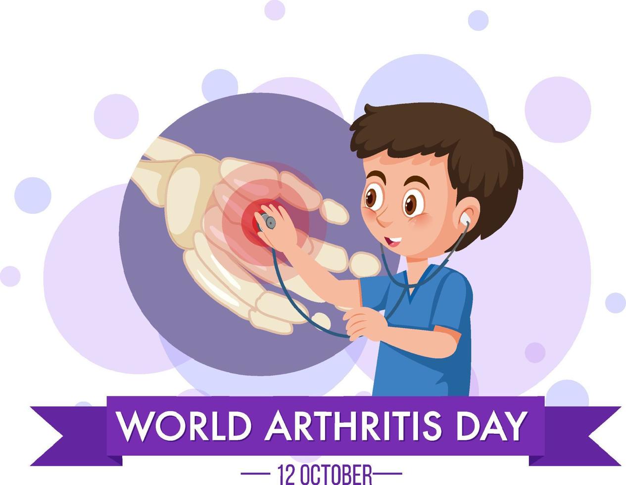 World Arthritis Day banner with a doctor using stethoscope vector