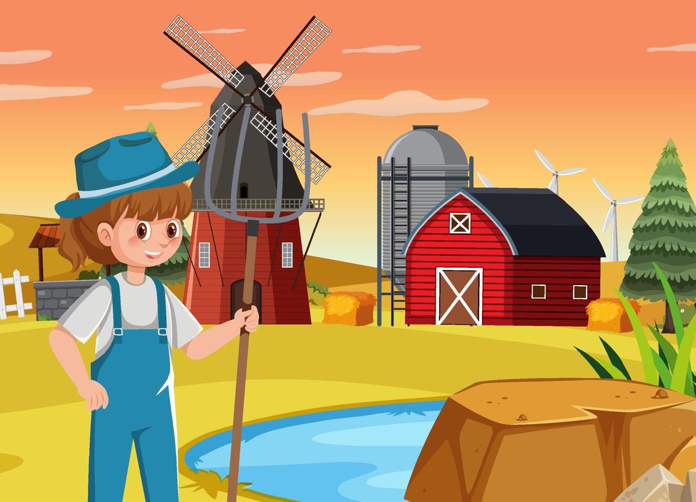 A farmer cartoon character on white background vector