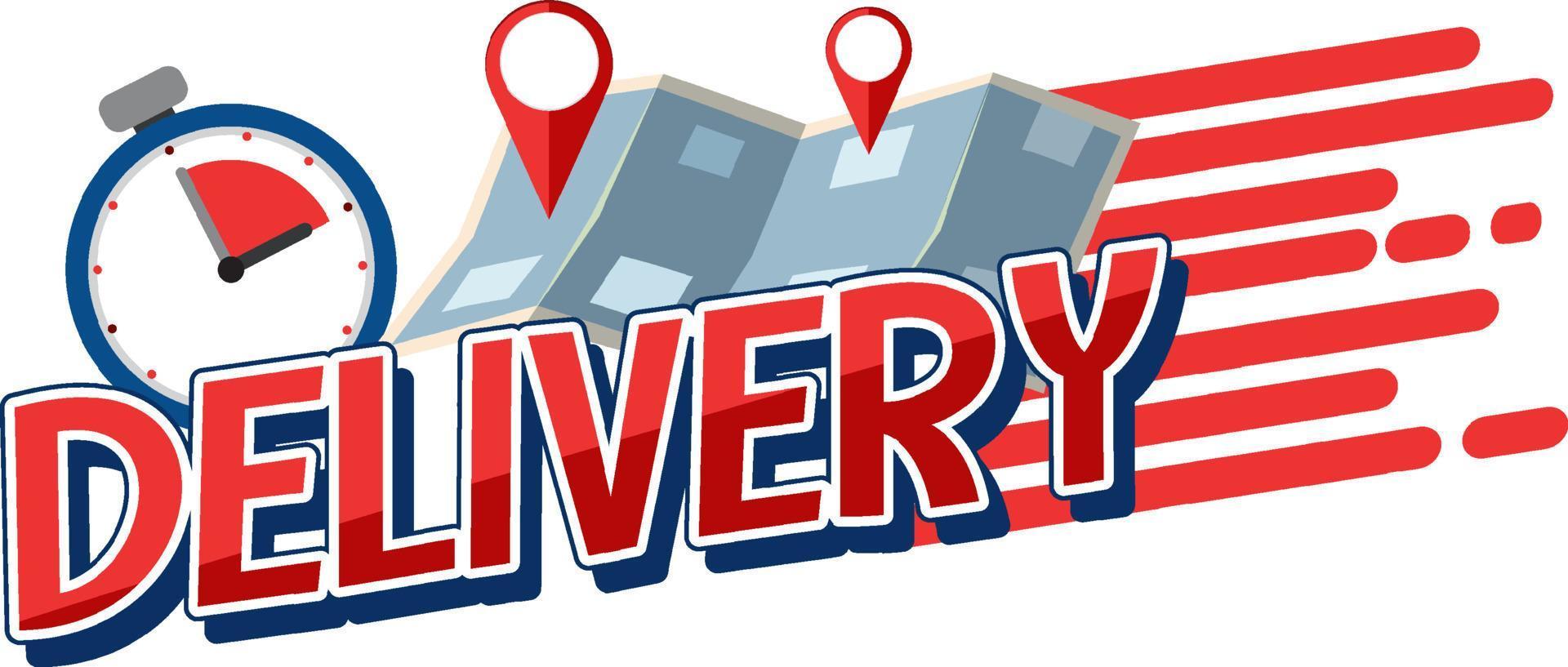 Delivery logo with clock and pinned map vector