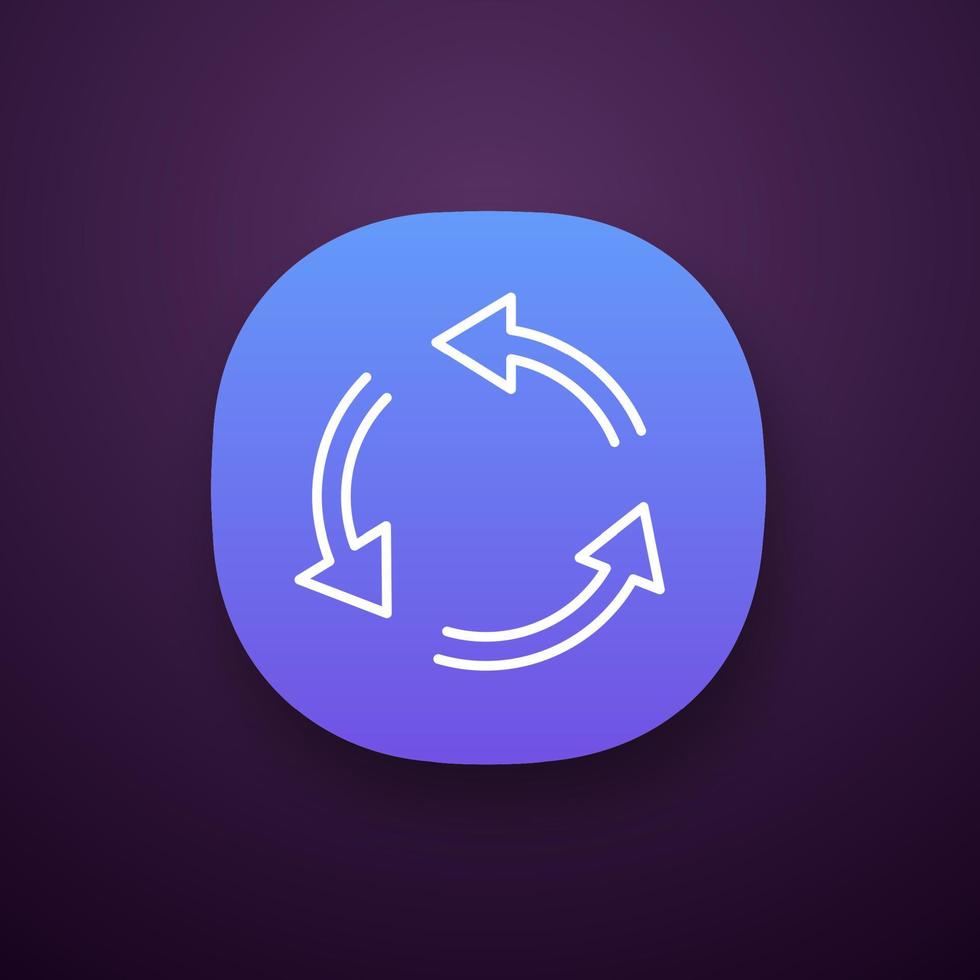 Air conditioning app icon. Circular arrow. Air circulation. Ventilation sign. Rotation. UI UX user interface. Web or mobile application. Vector isolated illustration