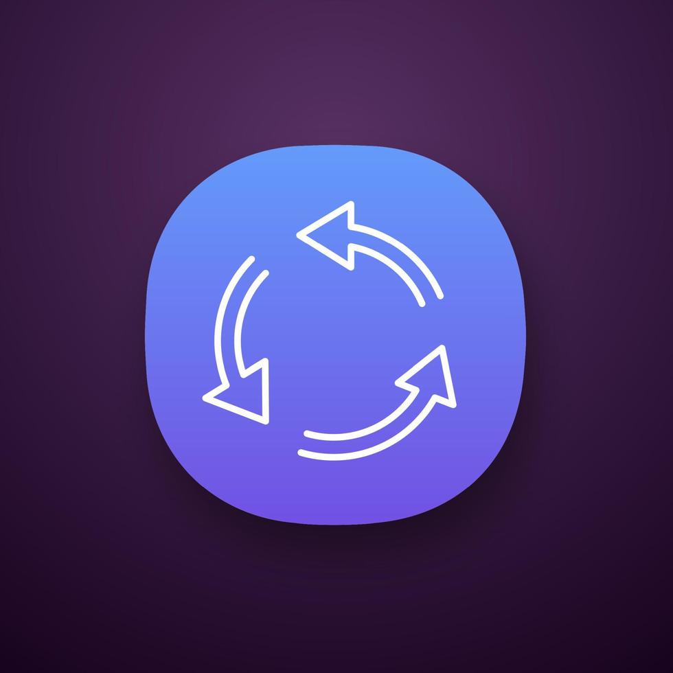 icono de la aplicación de aire acondicionado. flecha circular circulación aérea. señal de ventilación. rotación. interfaz de usuario ui ux. aplicación web o móvil. ilustración vectorial aislada vector