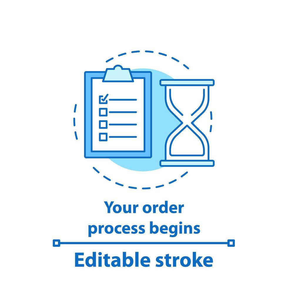 Order processing concept icon. Checklist. Task planning idea thin line illustration. Timetable. Vector isolated outline drawing. Editable stroke