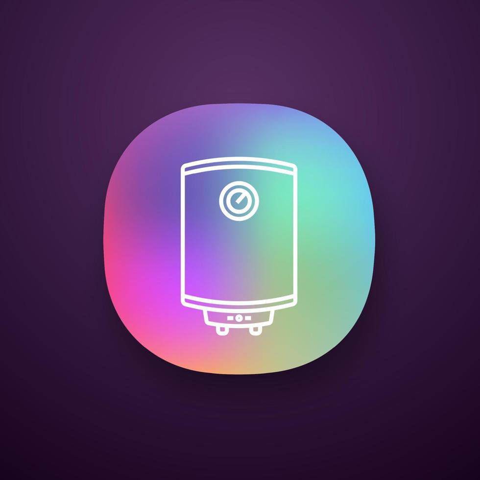 Electric water heater app icon. Heating water. Home boiler. UI UX user interface. Web or mobile application. Vector isolated illustration