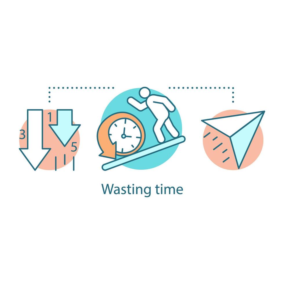 Wasting time concept icon. Laziness. Low productivity. Procrastination idea thin line illustration. Vector isolated outline drawing