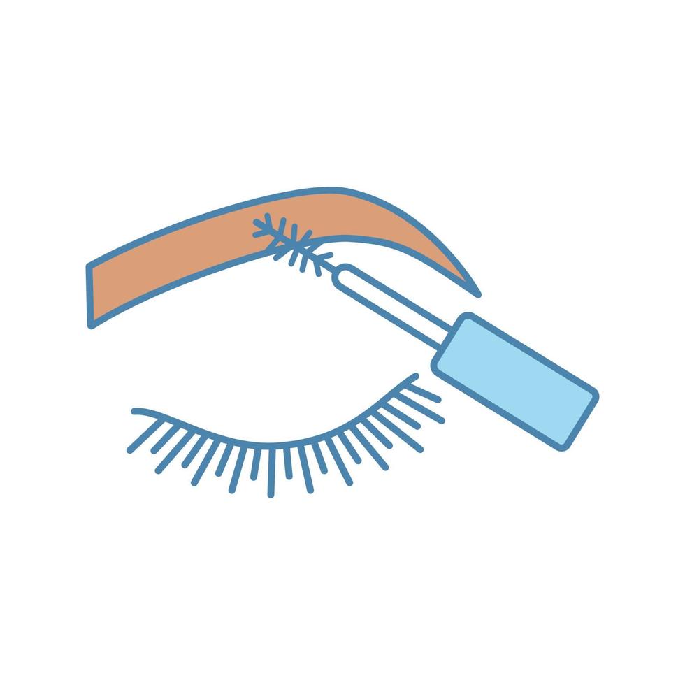 Eyebrows mascara color icon. Brows makeup. Eyebrows tinting. Brows shaping by dyeing. Isolated vector illustration