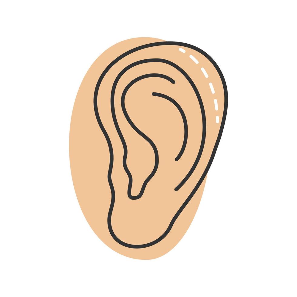 Ear plastic surgery color icon. Otoplasty. Ear reshaping and reconstruction. Facial rejuvenation. Isolated vector illustration