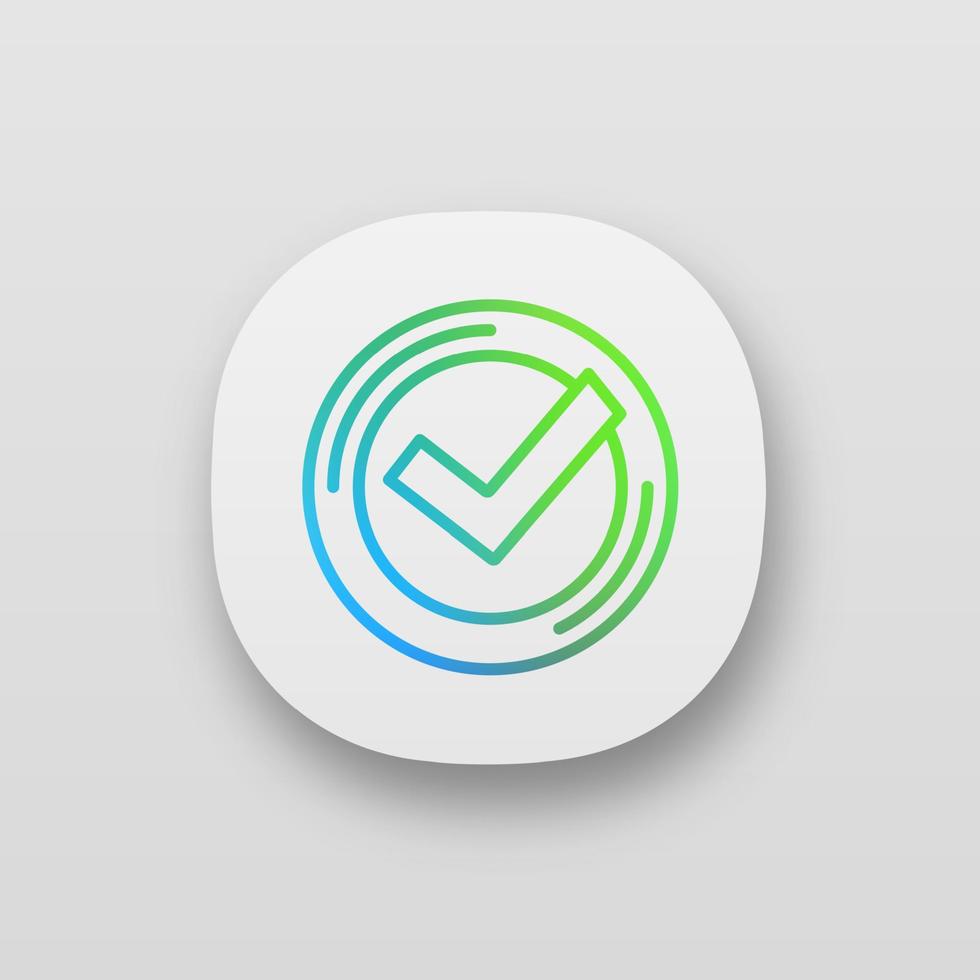 Checkmark app icon. Successfully tested. Tick mark. UI UX user