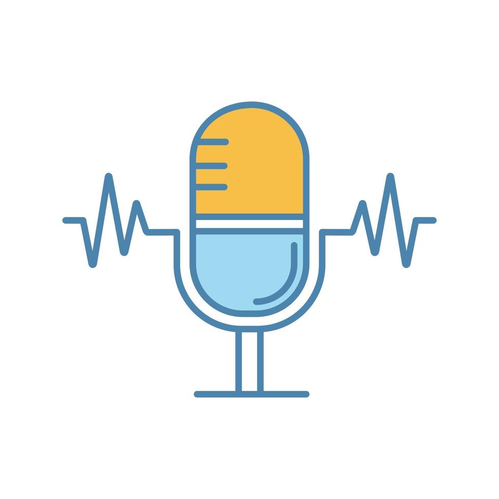 Speech recognition color icon. Voice command control. Microphone. Sound recording. Isolated vector illustration