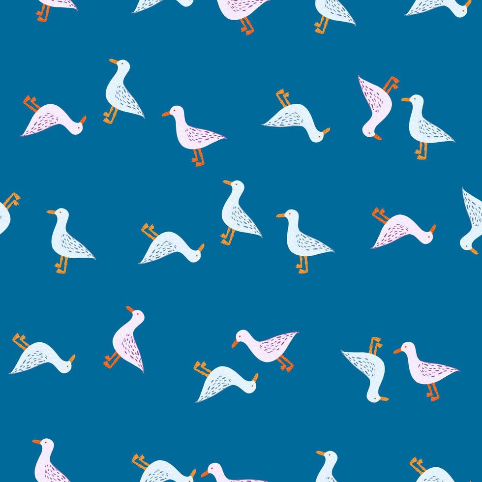 Seagulls standing seamless pattern. Background of sea birds. vector