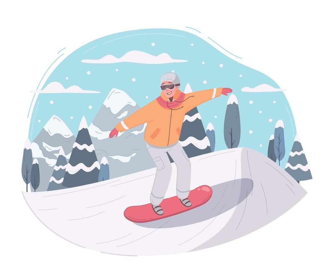 Winter Activity Snowboarding Composition vector