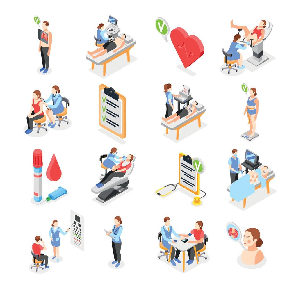 Health Checkup Isometric Set vector