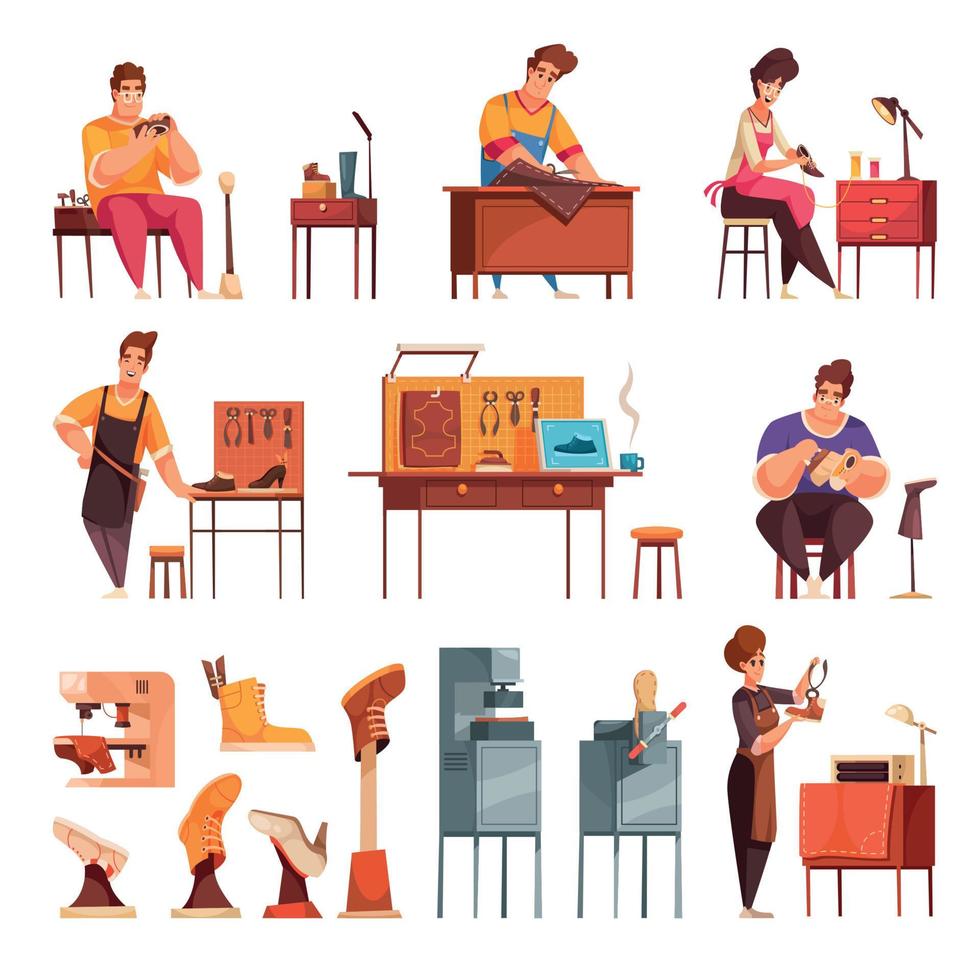 Shoemaker Cartoon Set vector