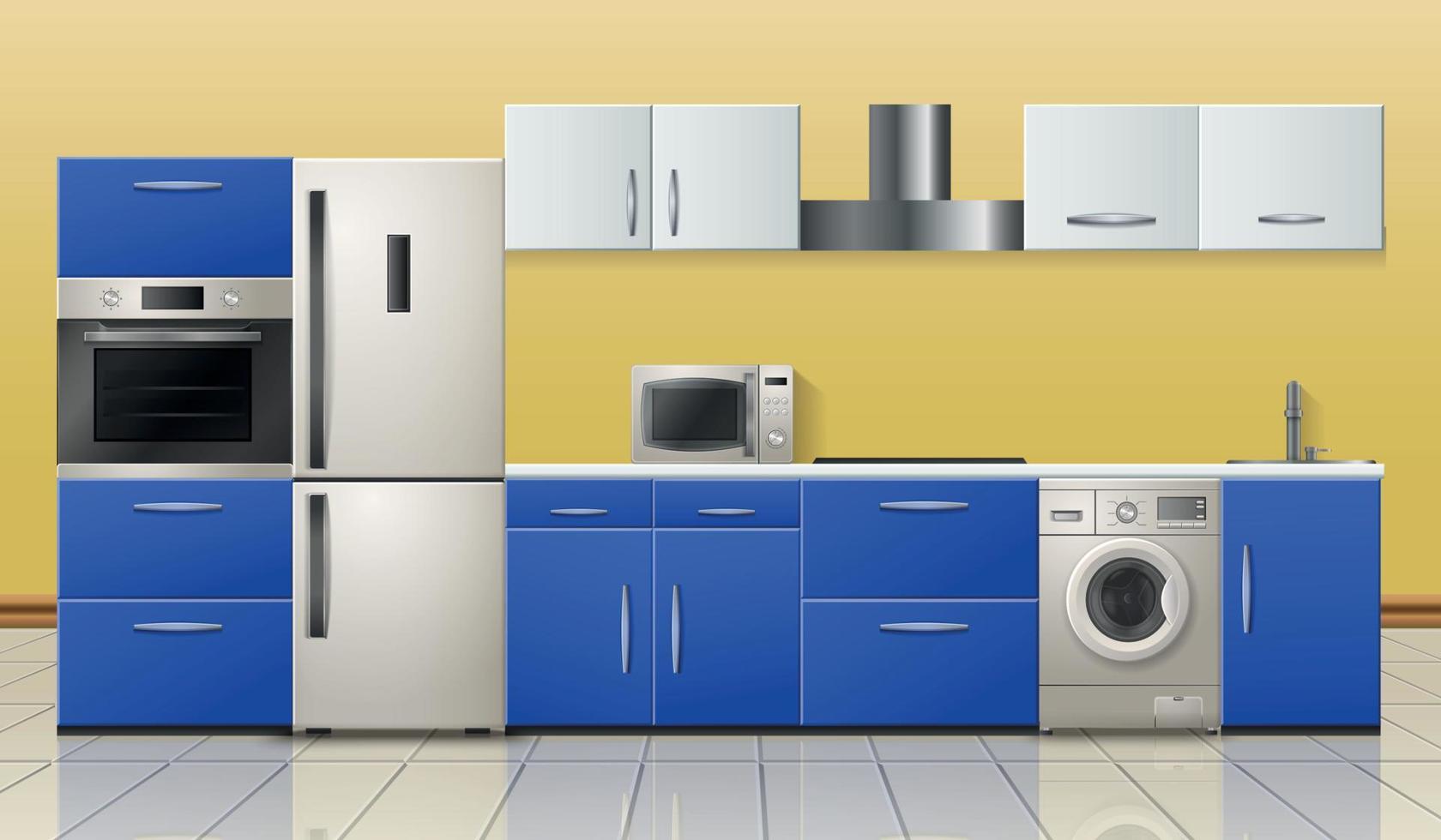 Household Appliances Realistic Kitchen vector