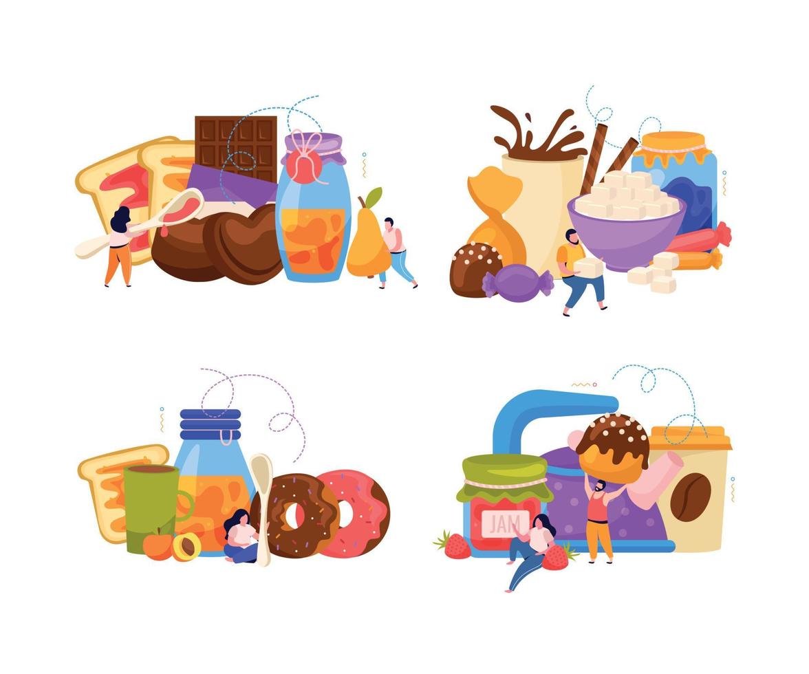 Jam Sweets Flat Compositions vector