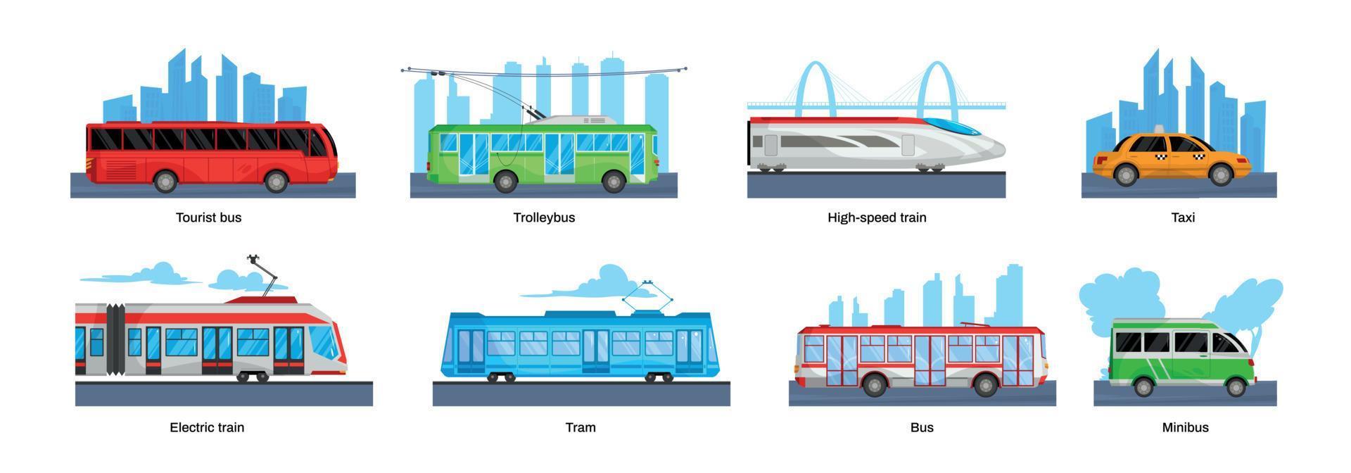 conjunto de concepto de diseño de transporte público vector