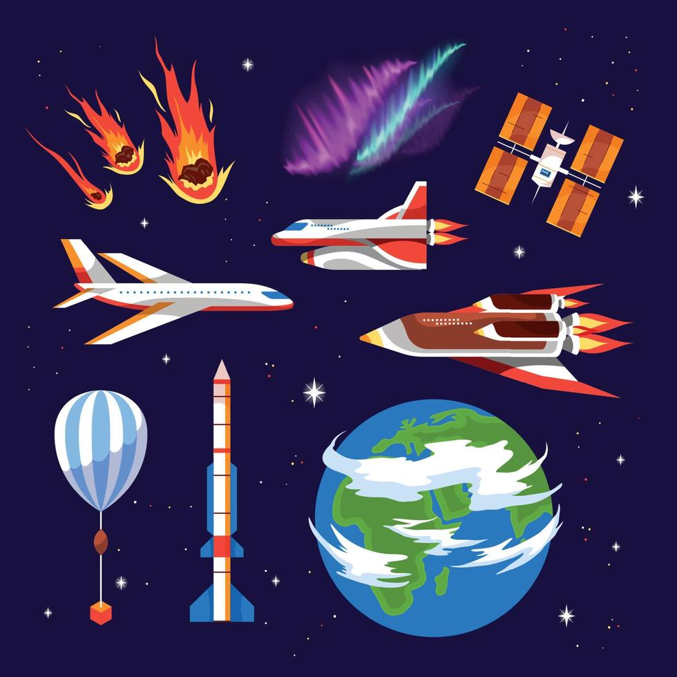 Earth Atmosphere Icon Set vector