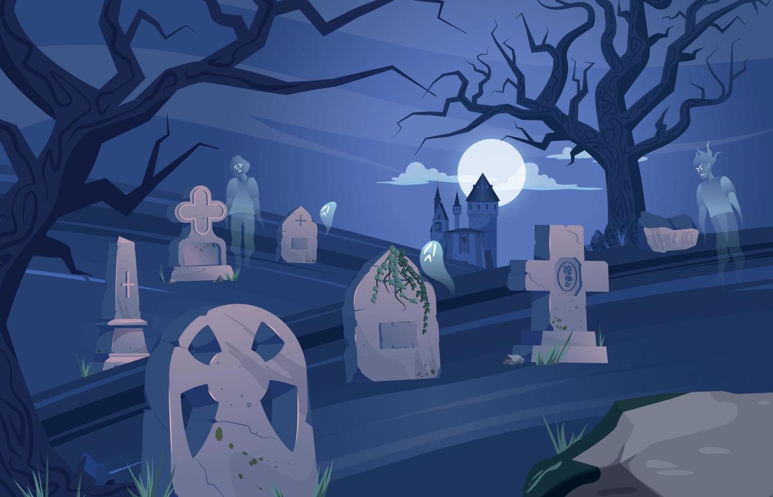 Cemetery Gravestone Halloween Composition vector