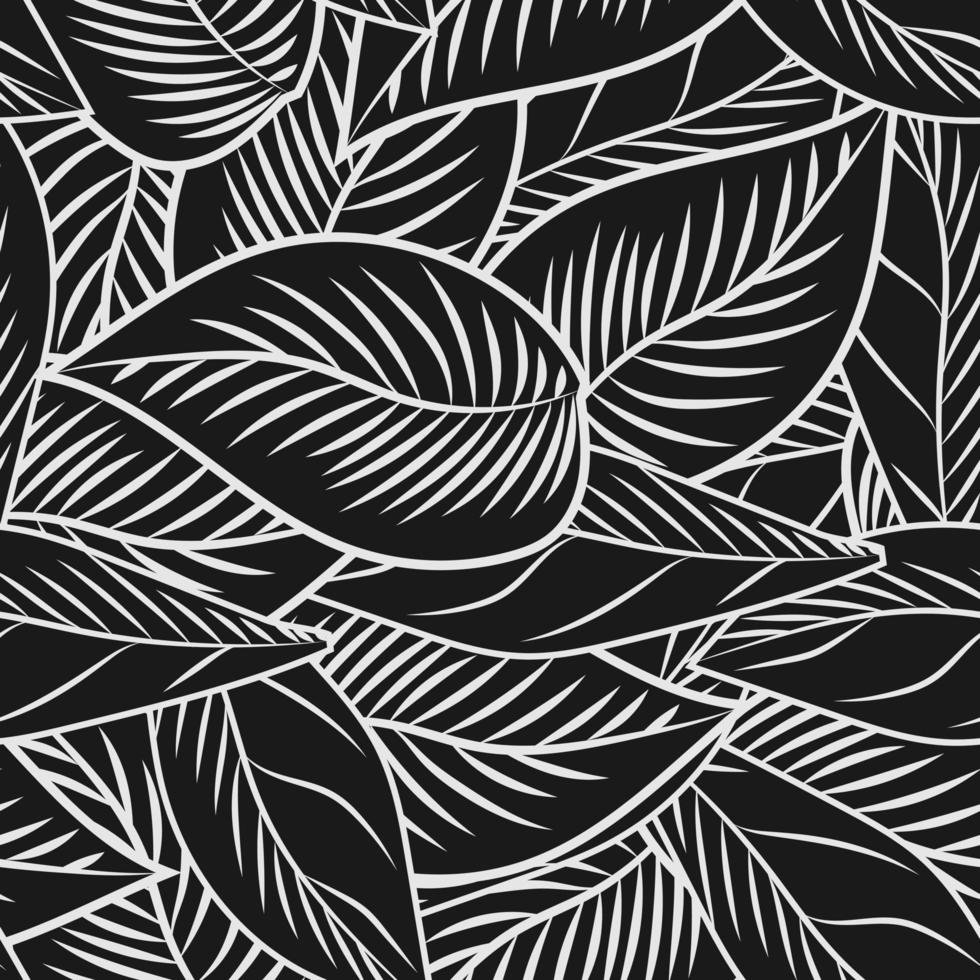 Monochrome leaves vintage engraved style seamless pattern. vector