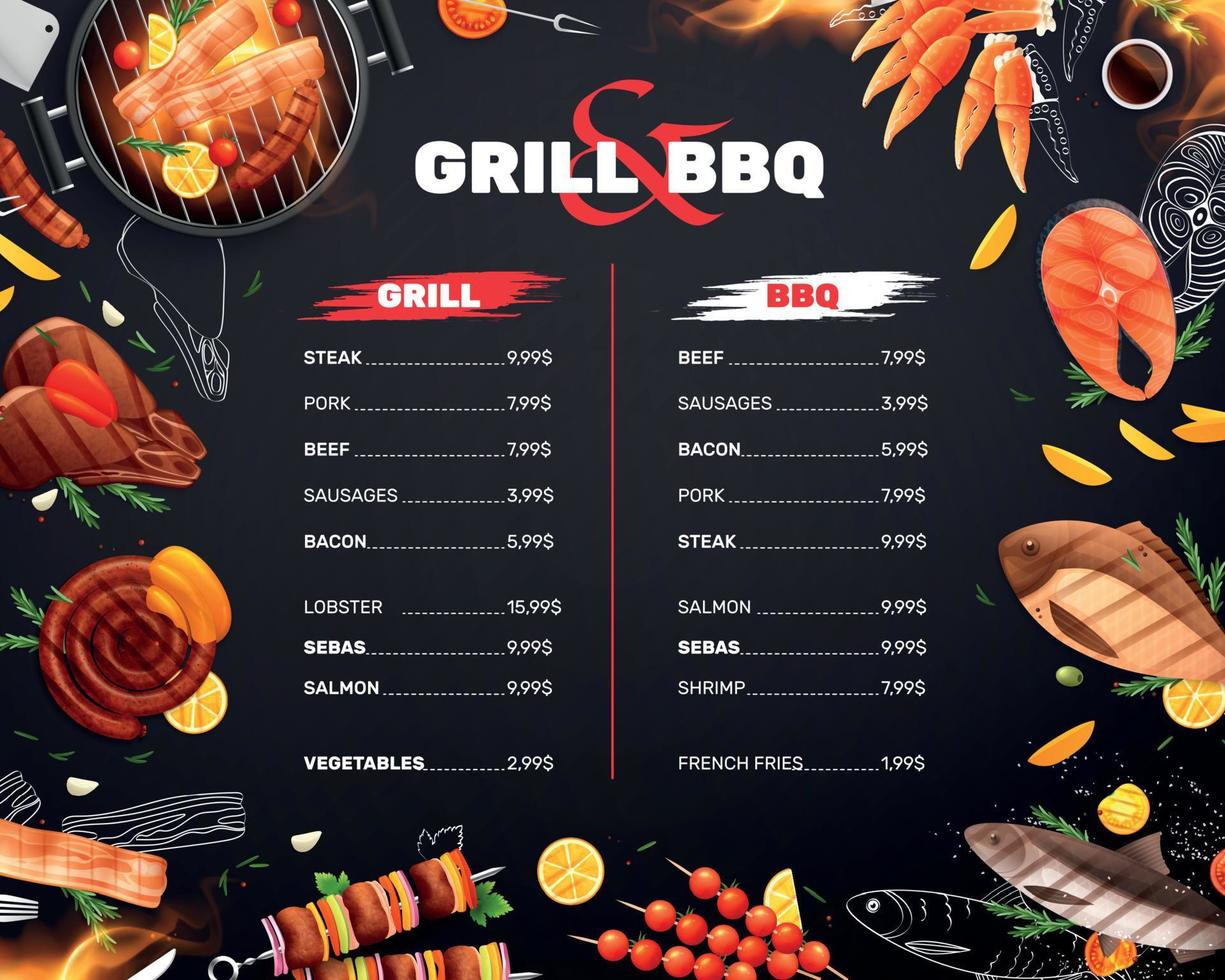 Grill Barbecue Menu Design vector