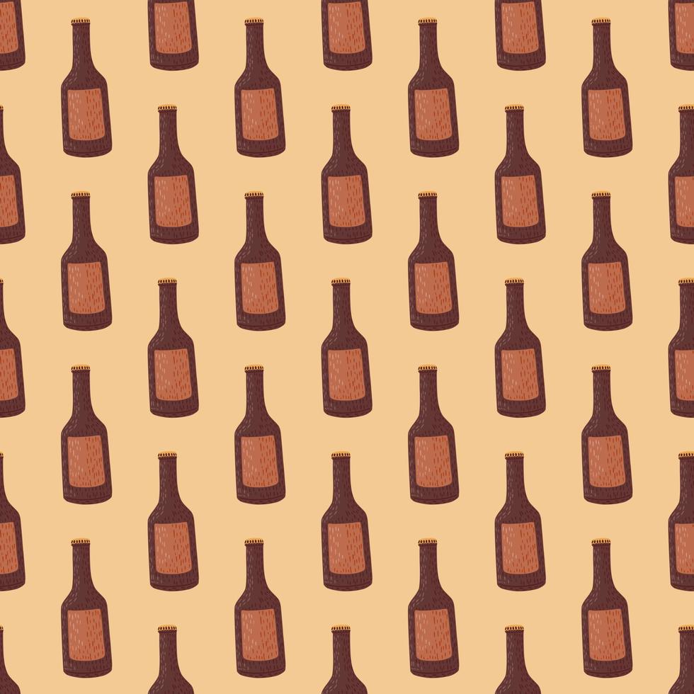 Bottle alcohol seamless pattern. Hand drawn background for menu. vector