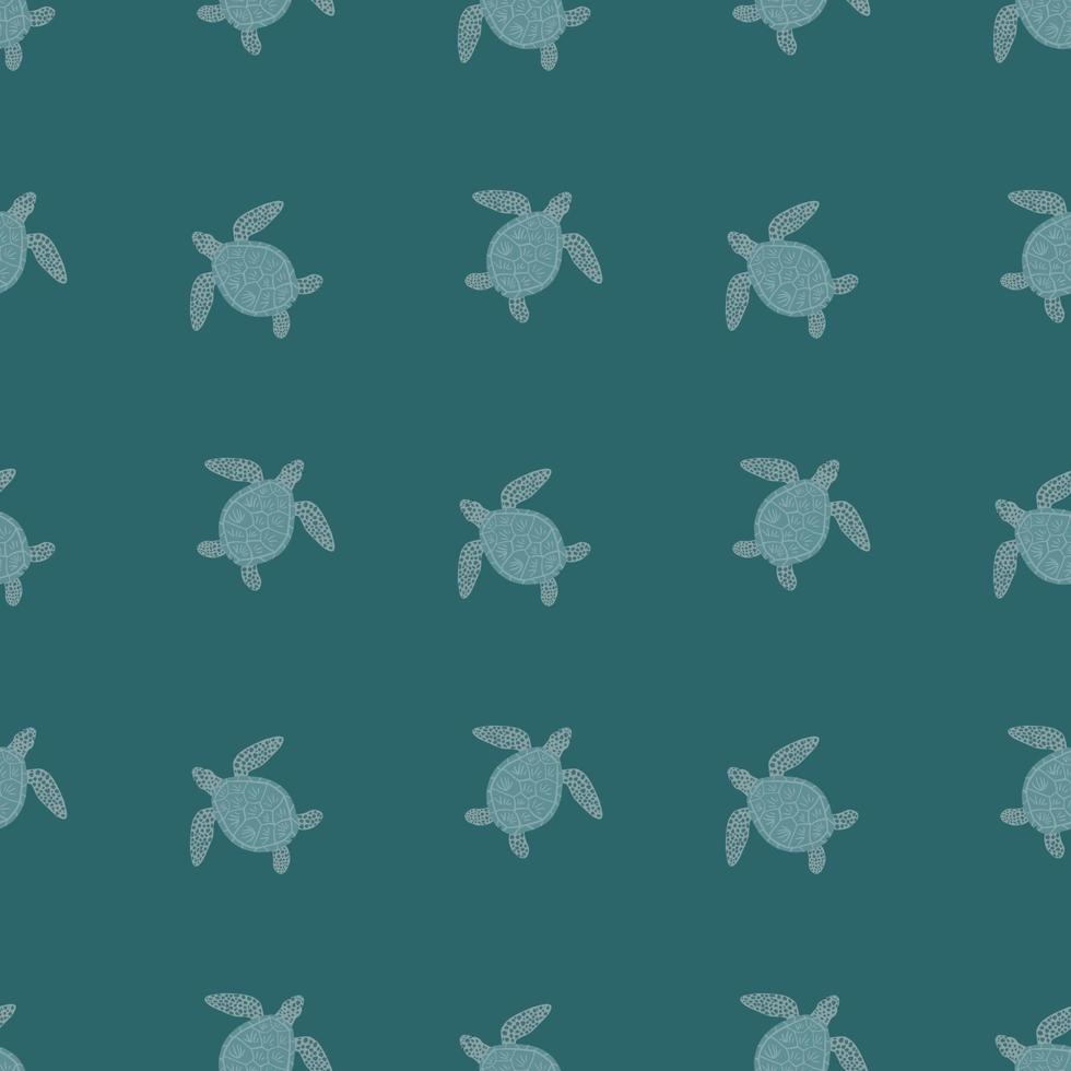Seamless pattern sea turtles. Cute marine turtle in doodle style. vector