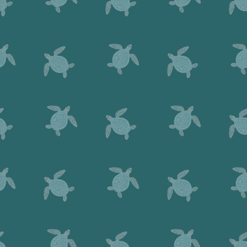 Seamless pattern sea turtles. Cute marine turtle in doodle style. vector