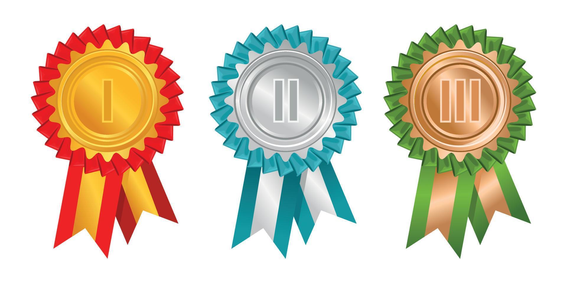 Rosettes Rewards Top Places Icon Set vector